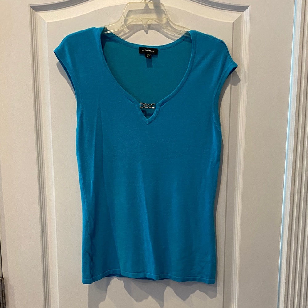 Le Chateau Turquoise Sleeveless Sweater